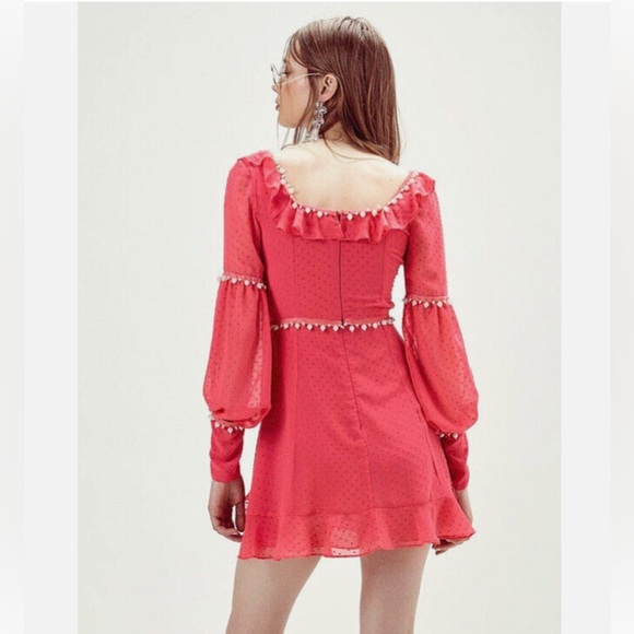 For Love & Lemons Marquee Pearl Ruffles Embellished bow tie mini dress - Picture 6 of 6